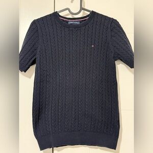 Tommy Hilfiger Dark Blue Cable Knit Crewneck Sweater